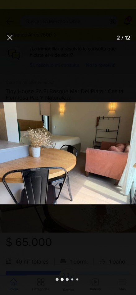 Casa monoambiente alquiler hasta Diciembre 2026