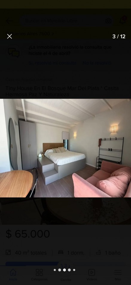 Casa monoambiente alquiler hasta Diciembre 2026