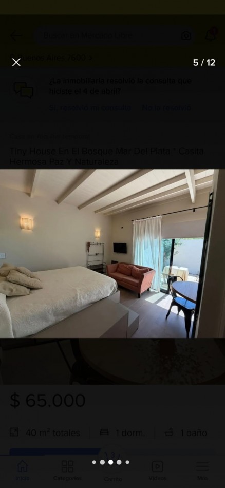 Casa monoambiente alquiler hasta Diciembre 2026